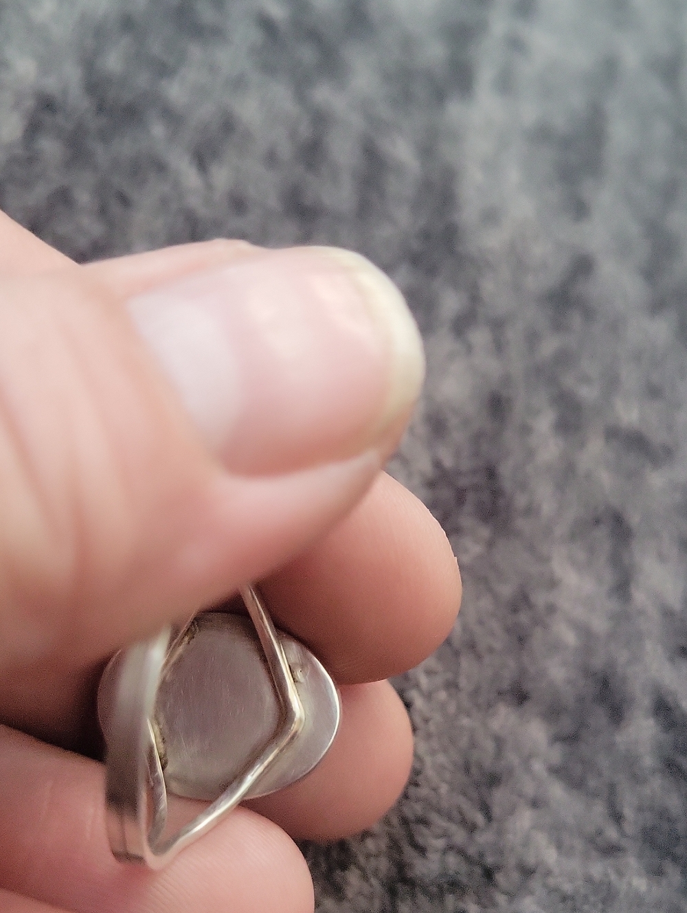 Vtg. Native American Sterling Silver & Blue lace Agate ring Singed size 9 1/2 - Picture 8 of 9